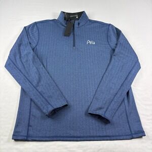 Greyson Shirt Mens Large Blue Herringbone 1/4 Zip Golf Pullover Aria Las Vegas